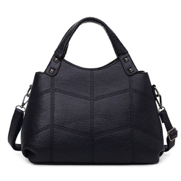 Damen-Lederhandtasche M1537 schwarz