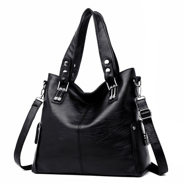 Damen-Lederhandtasche M1605 schwarz