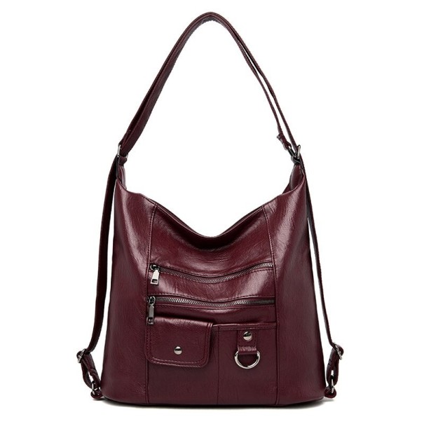 Damen-Lederhandtasche M743 weinrot