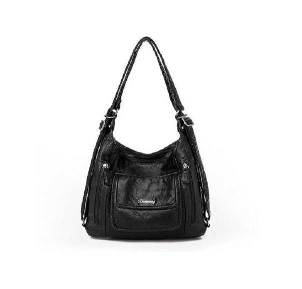 Damen-Lederhandtasche M785 schwarz