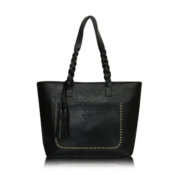 Damen-Lederhandtasche M818 schwarz