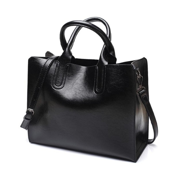 Damen-Lederhandtasche M883 schwarz