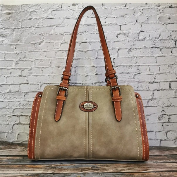 Damen-Lederhandtasche M908 khaki