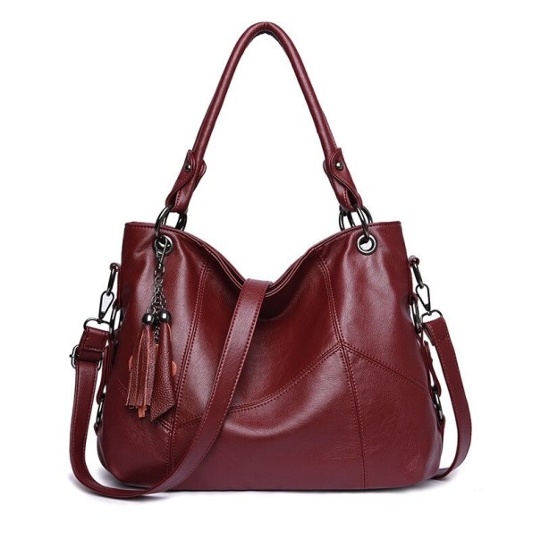 Damen-Lederhandtasche M926 weinrot