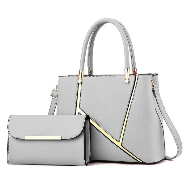 Damen-Lederhandtaschen-Set 2-tlg. M1702 hellgrau