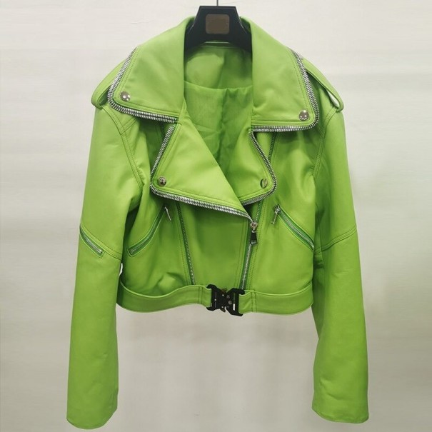 Damen-Lederjacke P2326 neongrün S
