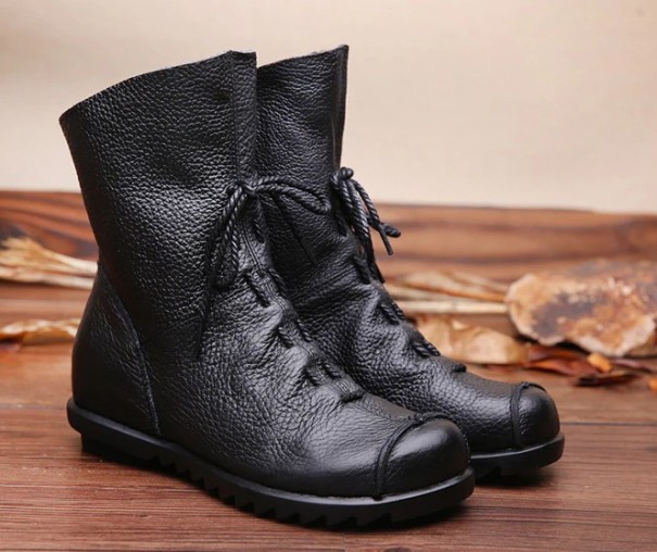 Damen-Lederstiefeletten J1722 schwarz 37