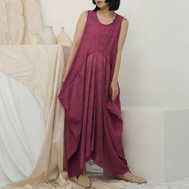 Damen-Maxikleid mit Taschen weinrot 3XL