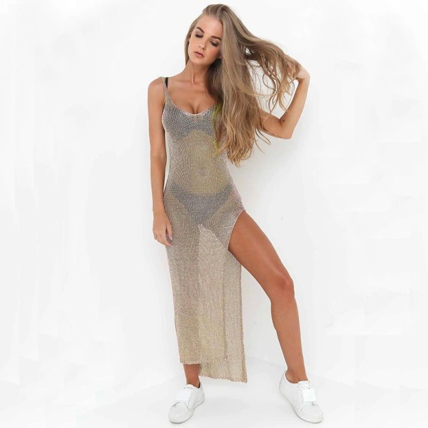 Damen-Mesh-Kleid P559 golden M