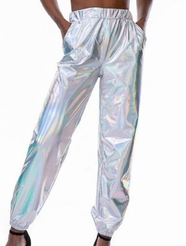 Damen-Metallic-Hose regenbogen L