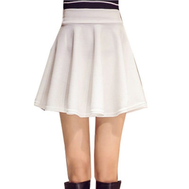 Damen Mini Rock mit weitem, breitem Bund Elastischer Stoff aus Polyester und Spandex mit feiner Struktur Weit ausgestellter Schnitt weiß S