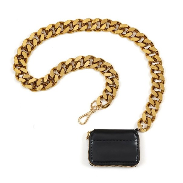 Damen-Minihandtasche aus Leder mit Kette golden S