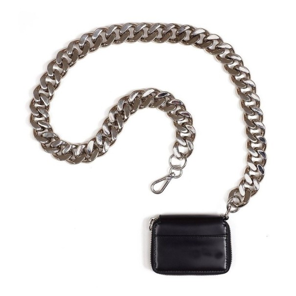 Damen-Minihandtasche aus Leder mit Kette silbern S