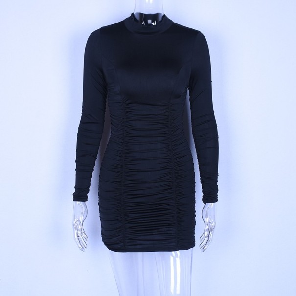 Damen-Minikleid mit langen Ärmeln A2798 schwarz XS