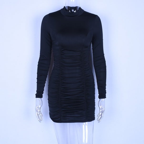 Damen-Minikleid mit langen Ärmeln A2798 schwarz S