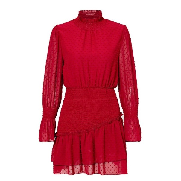 Damen-Minikleid mit Stehkragen rot S