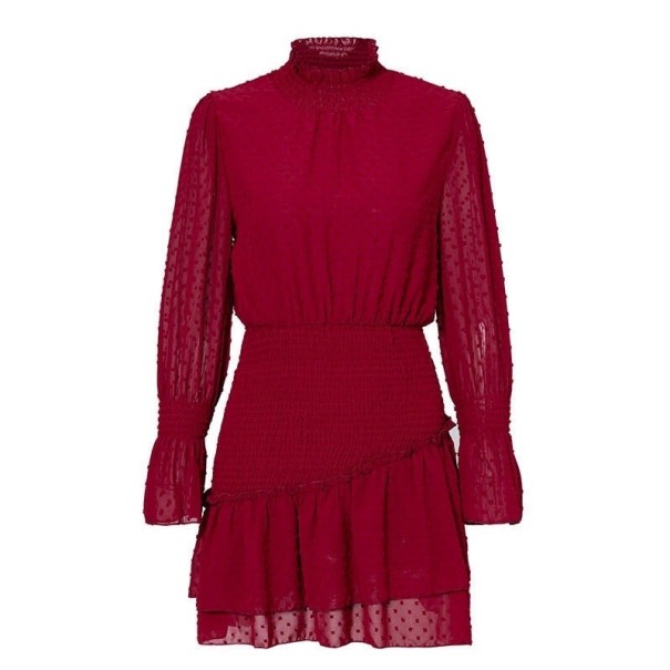 Damen-Minikleid mit Stehkragen weinrot M