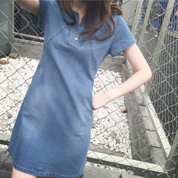 Damen-Minikleid mit Taschen blau XL