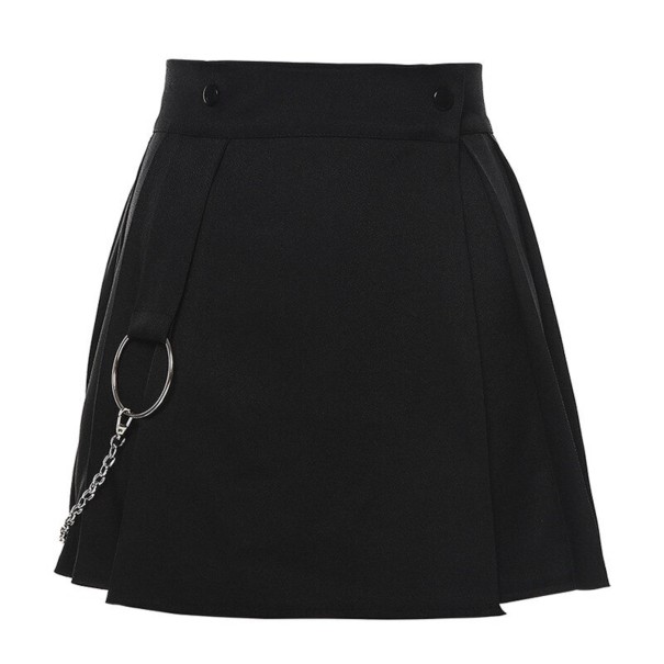 Damen-Minirock mit hoher Taille und Kette schwarz M