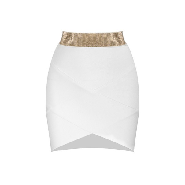 Damen-Minirock mit Strasssteinen A1935 weiß XS 1