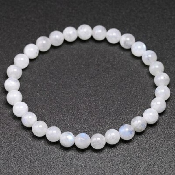 Damen-Mondstein-Perlenarmband 20 cm 6 mm