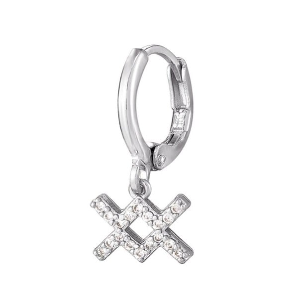 Damen Ohrhänger mit hängendem Anhänger des Sternzeichens Verziert mit glitzernden Steinen Kleiner Ohrring aus Modeschmuck silbern 1