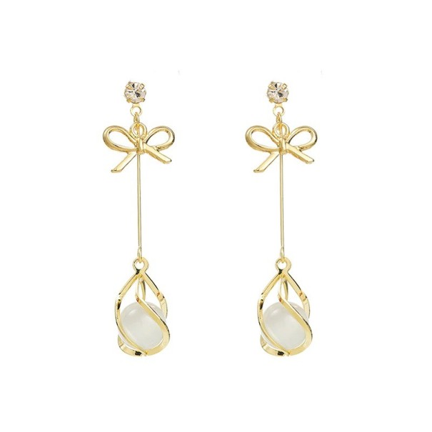 Damen-Ohrhänger mit Perle C1099 golden 1