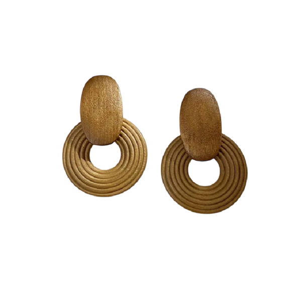 Damen Ohrhänger rund mit Perlenring aus Holz geometrisches Design für den täglichen Gebrauch und stilvolle Accessoires braun