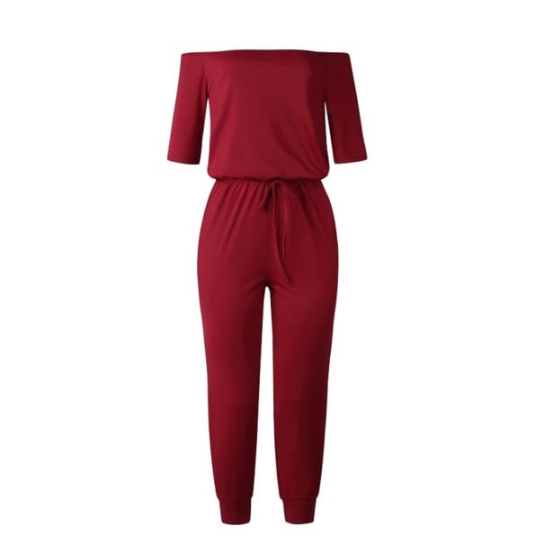 Damen-Overall mit freiliegenden Schultern weinrot XL