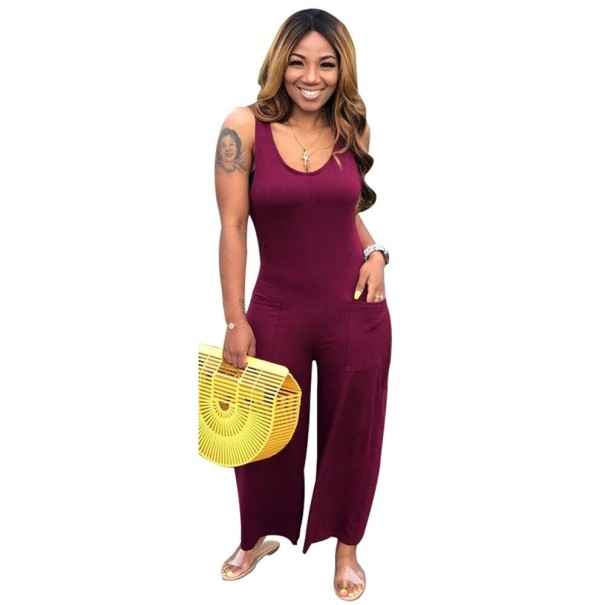 Damen-Overall mit Taschen weinrot XXL