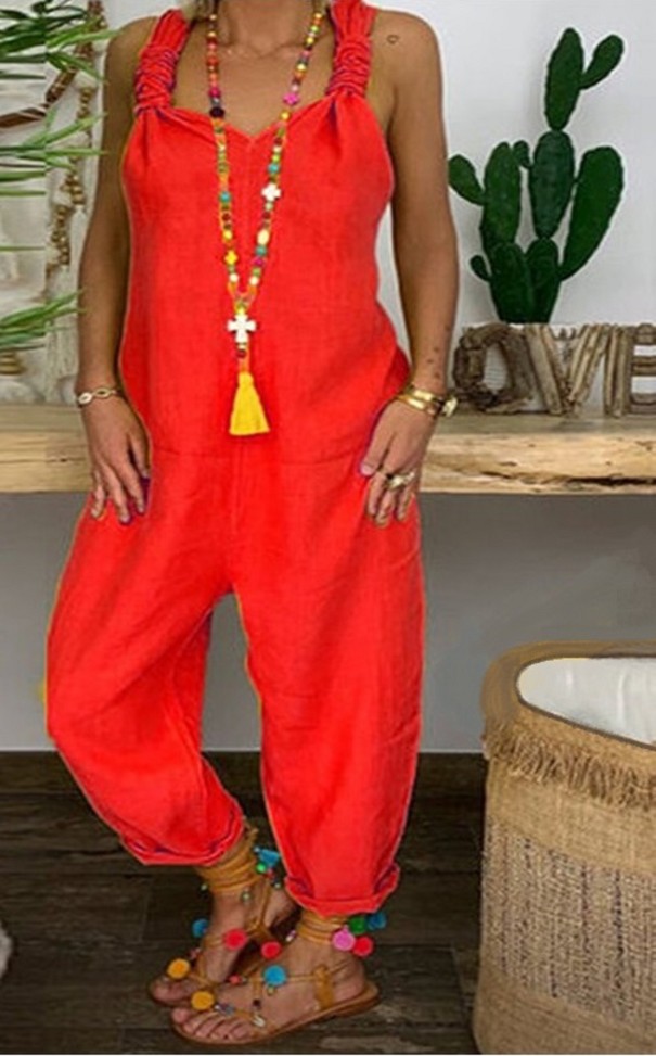 Damen-Overall mit Trägern rot XXL