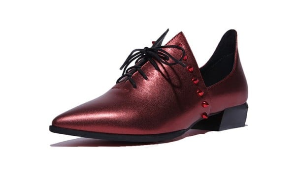 Damen-Oxford-Schuhe mit Spikes weinrot 34