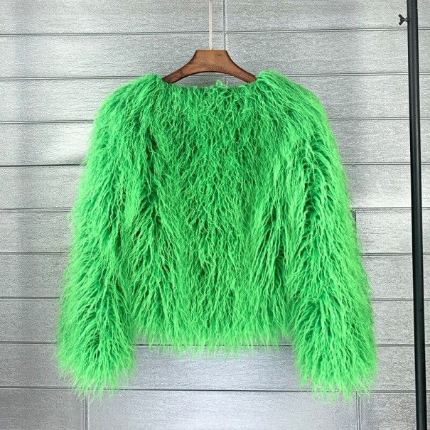 Damen Pelzmantel P1958 grün XXL