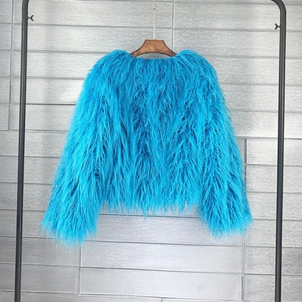 Damen Pelzmantel P1958 hellblau L