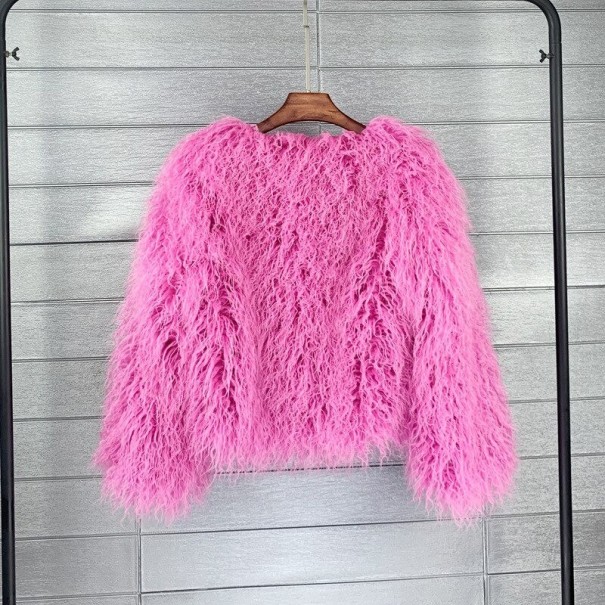 Damen Pelzmantel P1958 rosa XL