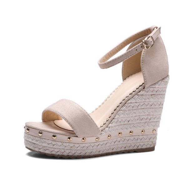 Damen-Plateausandalen aus Wildleder beige 39