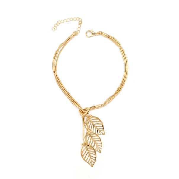 Damen-Pull-Armband mit Blättern golden