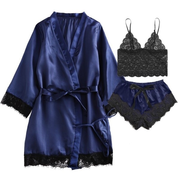 Damen-Pyjama-Set P2926 dunkelblau XS