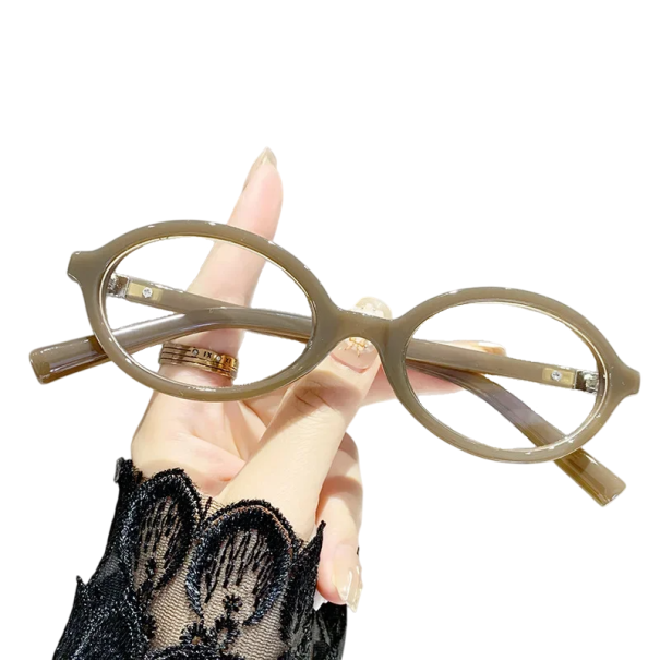 Damen Retro Oval Lesebrille mit Blaulichtfilter Dioptrien +2.50 Stylische Lesebrille PC Rahmen Elegantes Design braun