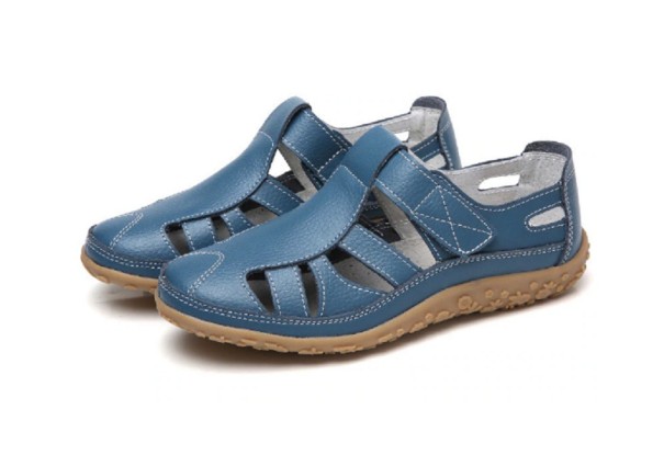 Damen-Sandalen mit Klettverschluss blau 37