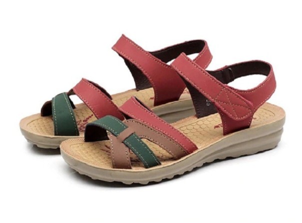 Damen-Sandalen mit Klettverschluss rot 38