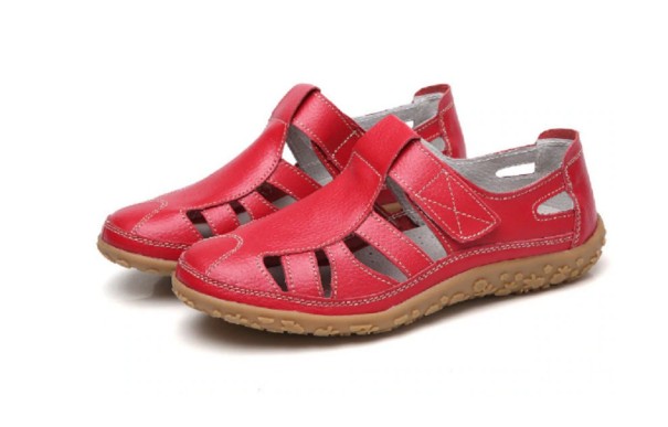 Damen-Sandalen mit Klettverschluss rot 38