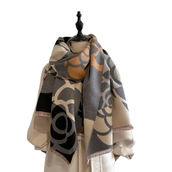 Damen Schal 185 x 65 cm Polyester Schal mit einfachem Muster Leichter eleganter modischer Begleiter Stilvoller bequemer Schal für den täglichen Gebrauch in jeder Jahreszeit grau