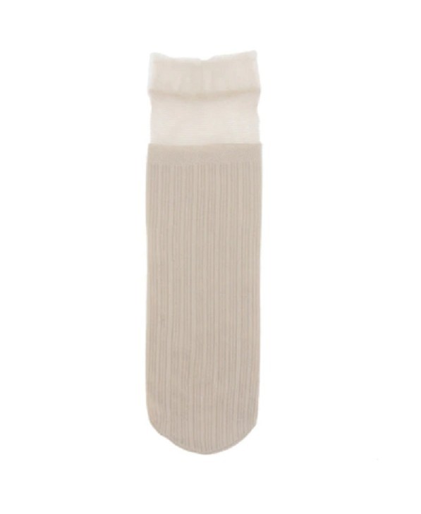 Damen-Seidensocken mit Rüschen beige