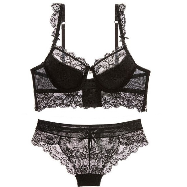 Damen-Set mit Spitze – BH + Höschen J2446 schwarz 70B