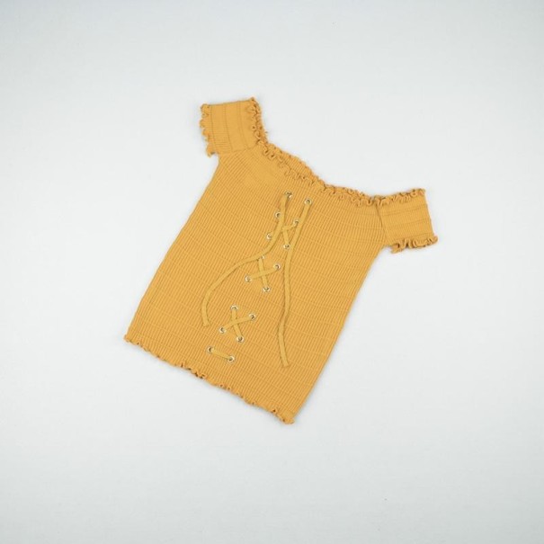 Damen-Shirt mit Kordelzug gelb