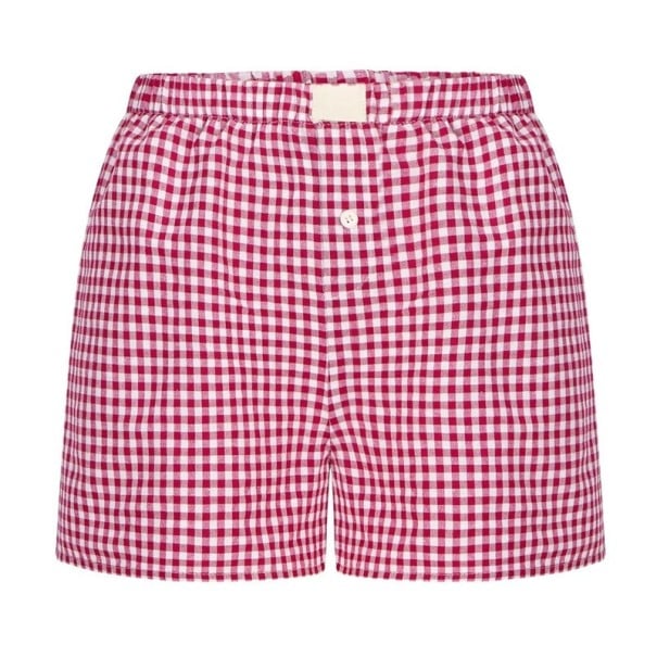 Damen Shorts Lockerer Schnitt Karierter Gummizug Polyester Einfarbig Lässige Sommer Shorts Bequeme Freizeitkleidung rosa XXL
