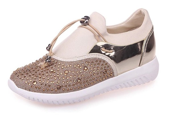 Damen-Slip-on-Sneaker „Maria“ mit Strasssteinen golden 38