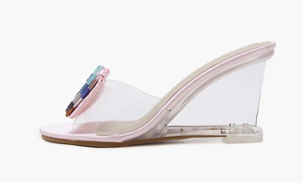 Damen-Slipper mit Keilabsatz rosa 39
