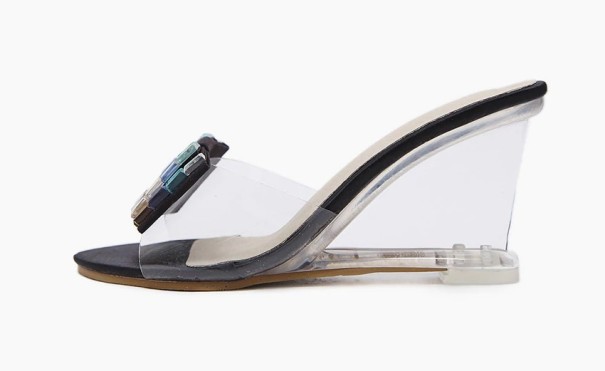 Damen-Slipper mit Keilabsatz schwarz 37